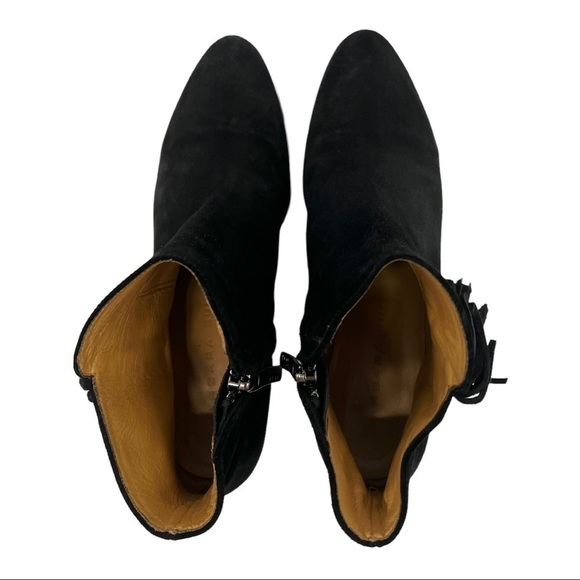 Barbara Bui Black Suede Leather Fringe Ankle Booties - Picture 7 of 13